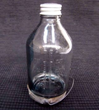 Vintage Abbott Laboratories 300 Ml Glass Iv Graduated Bottle Hanger Nacl Zombies photo