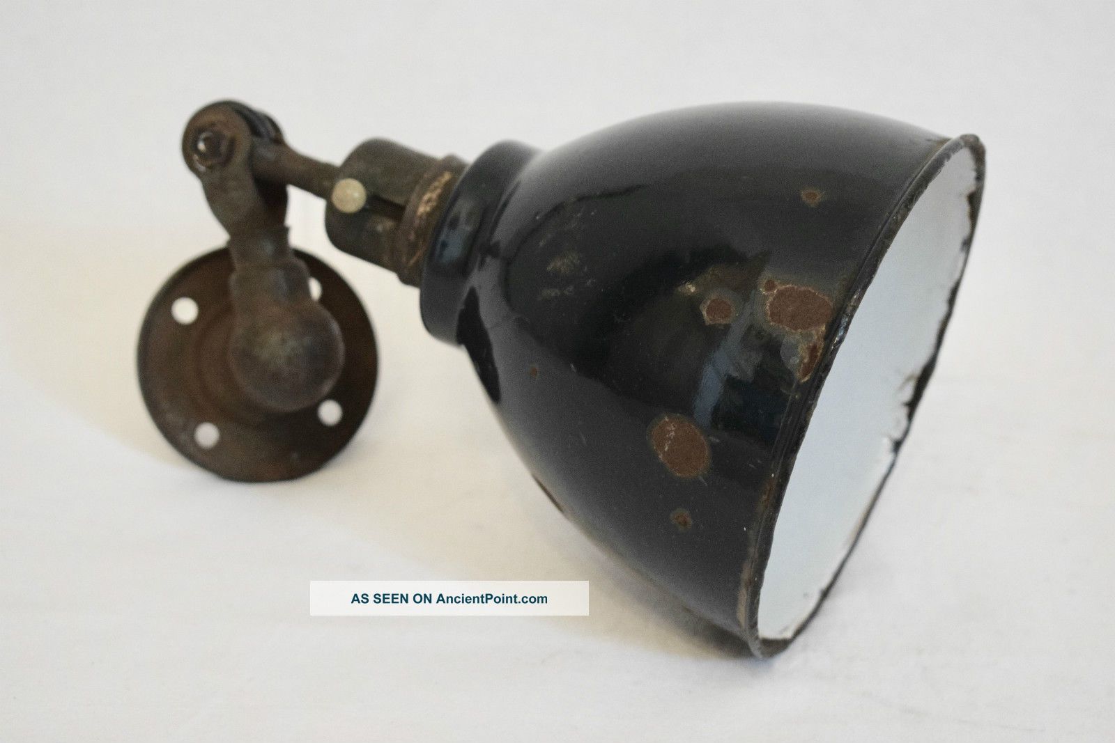 Vintage 1930s Teal Enamel Machinists Industrial Wall Lamp Light 20th Century photo