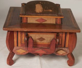 Victorian Inlaid Sewing Box W/ Drawer Early 1900 photo