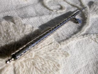 Antique Hand Engraved Silver Tambour / Crochethook Octagonal Dutch C1880 photo