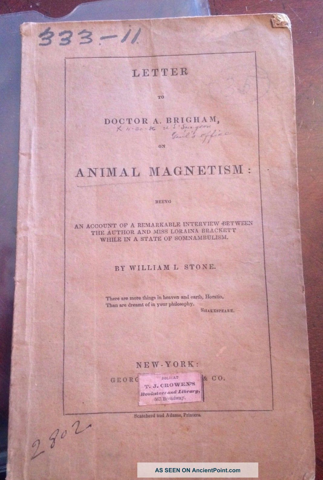 1837 Psychic Medical Govt Report Clairvoyance Visions Hypnosis/mesmerism Rare Other Antique Science, Medical photo