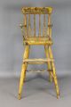 Great Early 19th C Ct Child ' S Windsor Highchair Yellow Decorated Paint Primitives photo 1