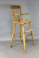 Great Early 19th C Ct Child ' S Windsor Highchair Yellow Decorated Paint Primitives photo 2