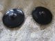 2 Antique Buttons Garland With Roses Enamel On Black Glass Dimensional Pair Exc Buttons photo 3