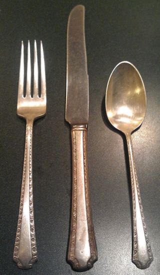 Vintage Wallace Sterling Silver Fork - Knife - Spoon Larkspur 131.  33g 925 photo