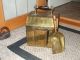 Antique Vtg Brass Wood Handle Coal Ash Bin Fireplace Fire Scuttle Box 1850 Hearth Ware photo 4
