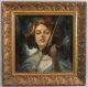 Antique Authentic Vincenzo Irolli O/c Portrait Oil Painting Young Woman & Violin String photo 1