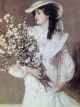 Large Old Vintage Lavery Art Print Spring Elegant Victorian Lady In Hat Flowers Victorian photo 2