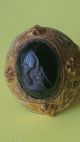 Rare Ancient Gold Gilded Silver Ring With With Animal Intaglio Stone Insert Roman photo 1