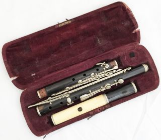 Antique German Wooden Flute In C - Nach Meyer - 13 Keys photo