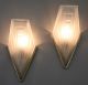 French Art Deco Wall Lights Or Scones By Degué,  Glass And Silvered Bronze,  1930 Lamps photo 1