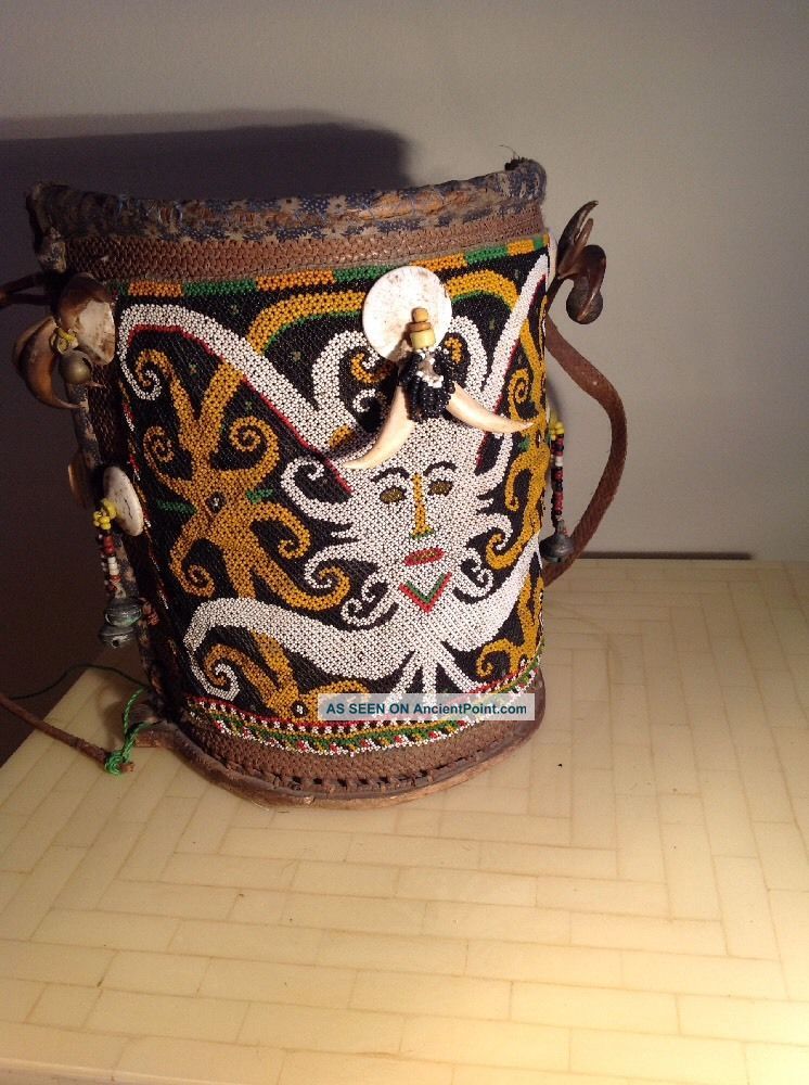 Vintage Borneo Dayak Tribal Basket Woven Baby Carrier W.  Beaded Accents (eic) Pacific Islands & Oceania photo