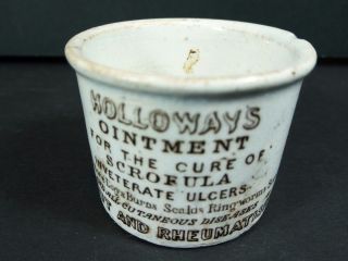 Antique Holloway ' S Ointment Stoneware Cup Jar Quack Medicine Circa.  1850s ?? photo