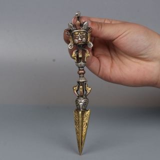 Chinese Exquisite Bodhisattva Head Copper Musical Instruments Buddhist Taoist photo