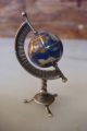 Rare Sterling Silver Lapis Stone Inlay World Globe Miniature Handcraft Statue Miniatures photo 4