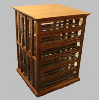 Antique Oak Country Store Ribbon Sewing Display Cabinet – Finish photo