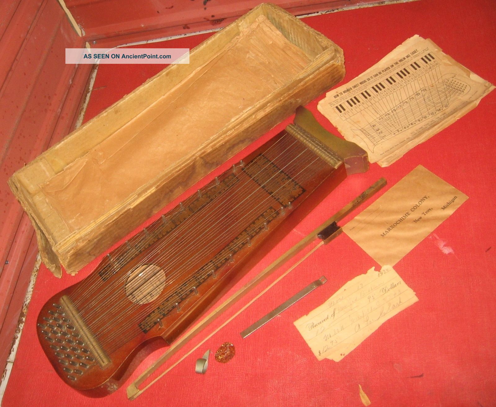 1934 Marxochime Violin - Uke W/ Bow,  Wrench,  Box &.  Ukelin String photo