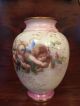 Artist Signed Ahne Satin Glass Vase Cherub Putti Cupid Victorian Art Nouveau Vases photo 1