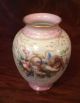 Artist Signed Ahne Satin Glass Vase Cherub Putti Cupid Victorian Art Nouveau Vases photo 4