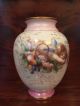 Artist Signed Ahne Satin Glass Vase Cherub Putti Cupid Victorian Art Nouveau Vases photo 5