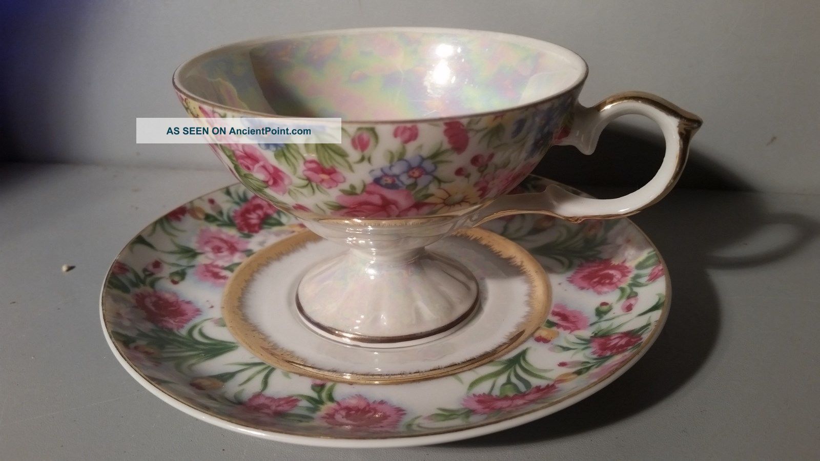 Vintage Lefton Tea Cup And Saucer Hand Painted Ne142r Cups & Saucers photo