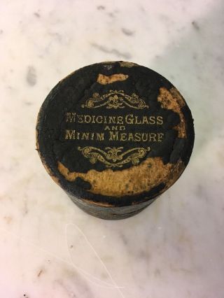 Antique Medicine Glass Minim Measure Tea Tablespoon Beaker Etched Lab Pharmacy photo