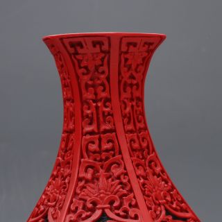 Oriental Vintage Delicate Lacquer Hand - Carved Hex Vase Gd8028 photo