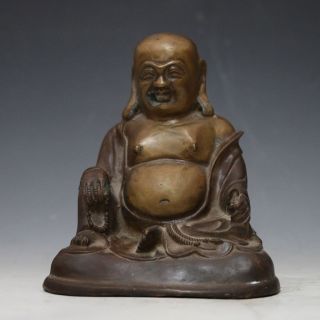 Chinese Brass Hand - Carved Maitreya Buddha Statue Csyb308s photo