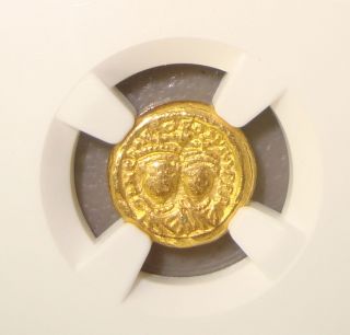 Ad 613 - 641 Heraclius & Her.  Constantine Ancient Byzantine Gold Solidus Ngc Vf photo