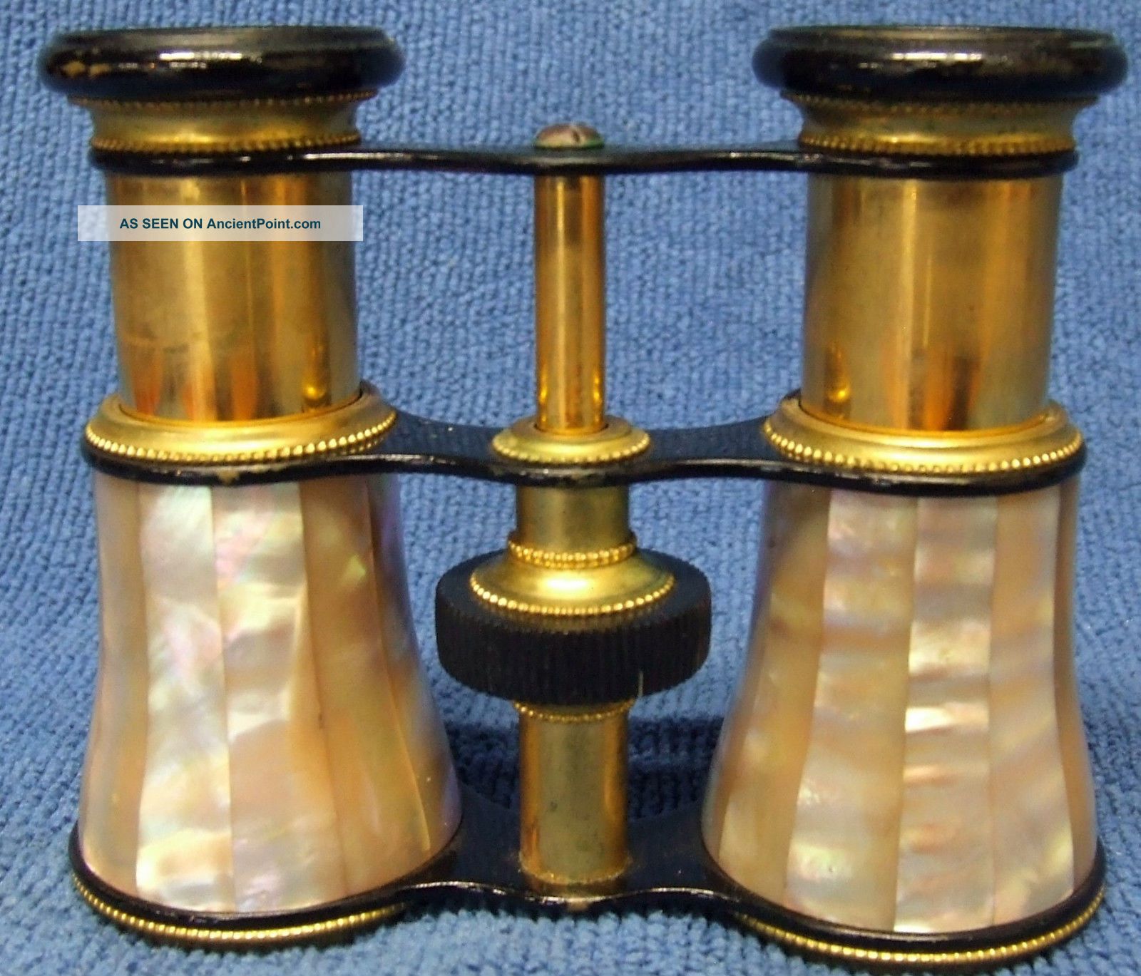 Antique French Lemaire Opera Glasses Mother Of Pearl & Brass W/leather Case Optical photo
