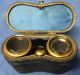 Antique French Lemaire Opera Glasses Mother Of Pearl & Brass W/leather Case Optical photo 1