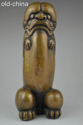 Collectible Decorate Old Copper Worship Male Genitals Totem Summon Lucky Statue photo