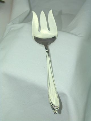 International Deep Silver Large Solid Meat Serving Fork 1960 Happy Anniversary photo