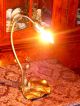 Tiffany/art Nouveau Style Double Lily Table Lamp On Platform Footed Bronze Brass Lamps photo 1