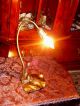Tiffany/art Nouveau Style Double Lily Table Lamp On Platform Footed Bronze Brass Lamps photo 2