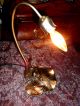 Tiffany/art Nouveau Style Double Lily Table Lamp On Platform Footed Bronze Brass Lamps photo 4