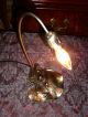 Tiffany/art Nouveau Style Double Lily Table Lamp On Platform Footed Bronze Brass Lamps photo 7