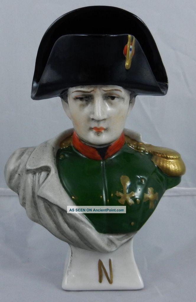 Big Antique German Porcelain Bust Of Emperor Napoleon Bonaparte Marked & Stamped Figurines photo