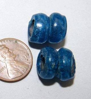 Ancient Blue Glass Beads Originals 400 - 600yo photo