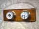 Large Vintage Brass Germany Schatz Ship Bell Clock &barometer On Wooden Case Clocks photo 6