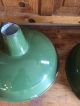 3 Vintage C1940 Benjamin 16” Green Porcelain Enamel Shades Factory Chandeliers, Fixtures, Sconces photo 2