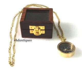 Nautical Collectible Vintage Brass Necklace Compass,  Nautical Replica photo