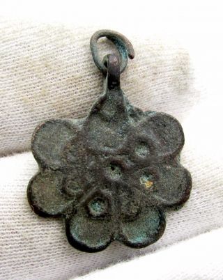 Roman Bronze Floral Pendant - Rare Ancient Stunning Wearable Artifact - C772 photo