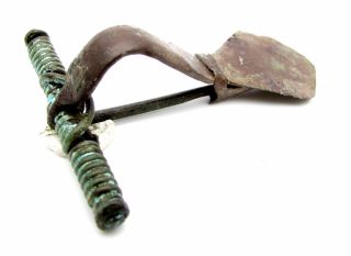 Roman Bronze Bow Type Brooch/fibula - Ancient Historic Artifact Fantastic - C766 photo
