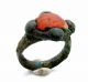 Saxon Era Ring W/ Orange Stone & Cross Bezel - Rare Ancient Wearable - C750 Roman photo 1