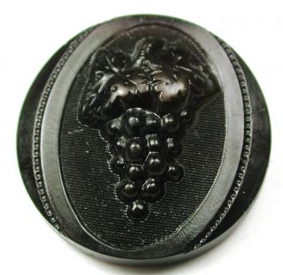 Antique Horn Gutta Percha Button Detailed Grapes Design - 7/8 