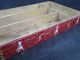 Vintage Wooden Red Paint Decorated Utensil Box Tray Dovetailed Mod Retro Folk Trays photo 2