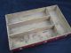 Vintage Wooden Red Paint Decorated Utensil Box Tray Dovetailed Mod Retro Folk Trays photo 5
