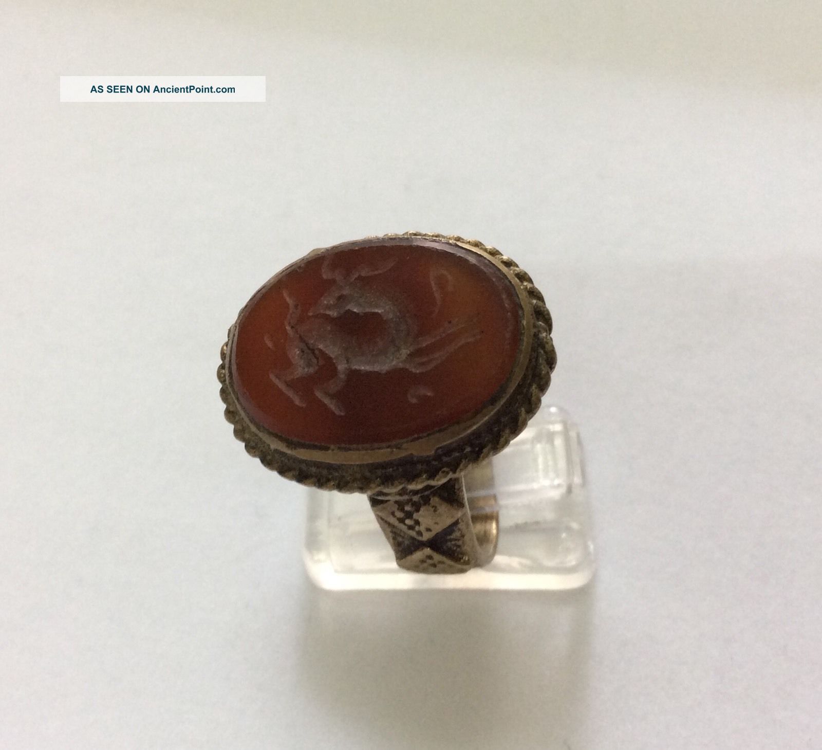 Men Engraved Agate Rings Aqiq Animal Aqeeq Near Eastern Islamic Bronze عقيق 10 Islamic photo