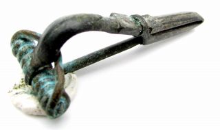 Roman Bronze Bow Type Brooch/fibula - Ancient Historic Artifact - C765 photo